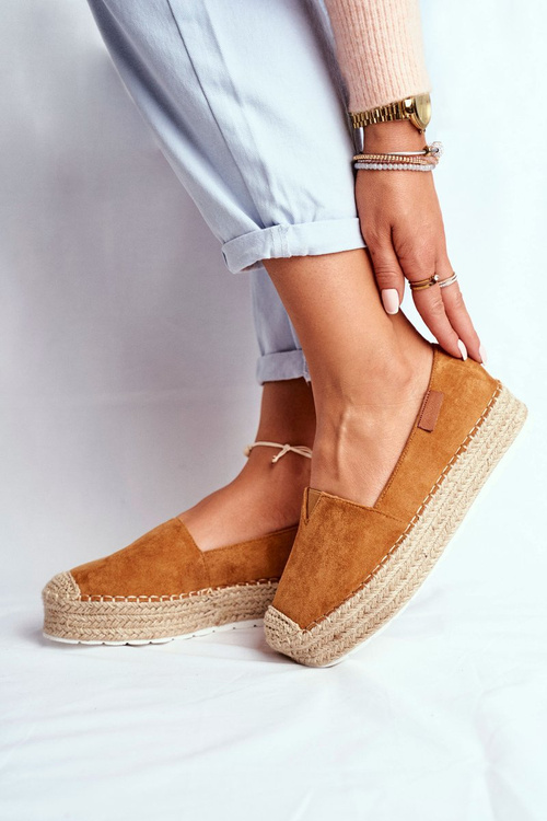 Ženské espadrilly na platforme Camel La Playa Linen