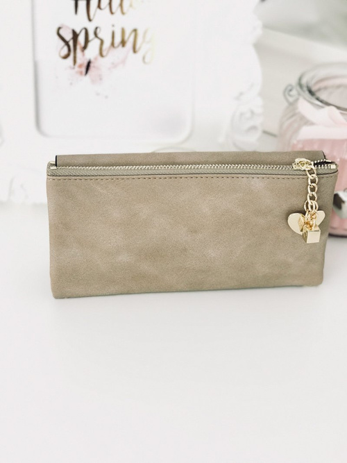 Large Women's Black Trendy Wallet Gold Zipper