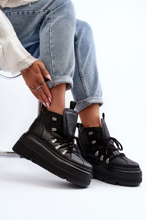 Zazoo 3416 Kožená dámska športová obuv čierna