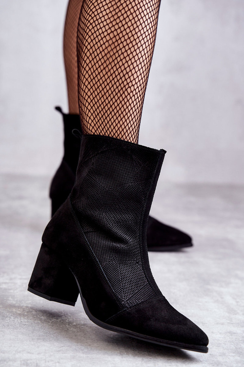 Dámske semišové vysoké podpätky Nicole 2757 čierna