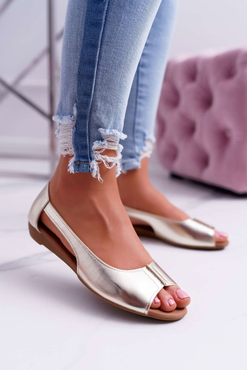 Dámské Baleríny Peep Toe zlaté Ereli