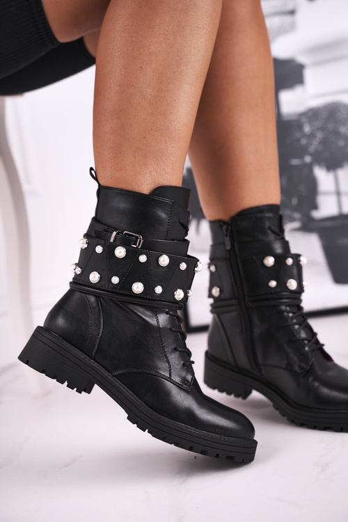 Dámské Teplé Boty S Perlami Cerne Mishigan