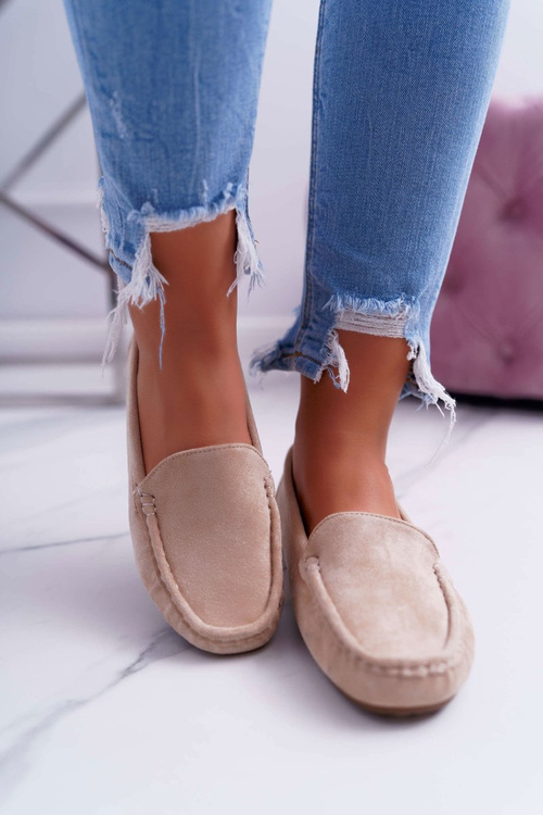 Dámské Mokasíny Komfortní Eko-semiš Béžové Lemma