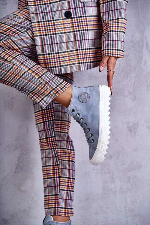 Dámské Kožené Teplé Tenisky Big Star EE274115 Světle Modré