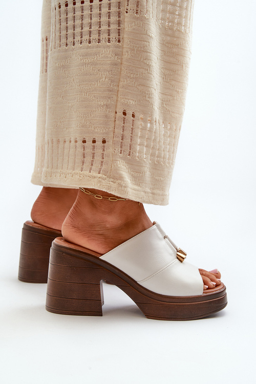 Dámske sandále Z Eko kože Na platforme A podpätku Biele Dafira