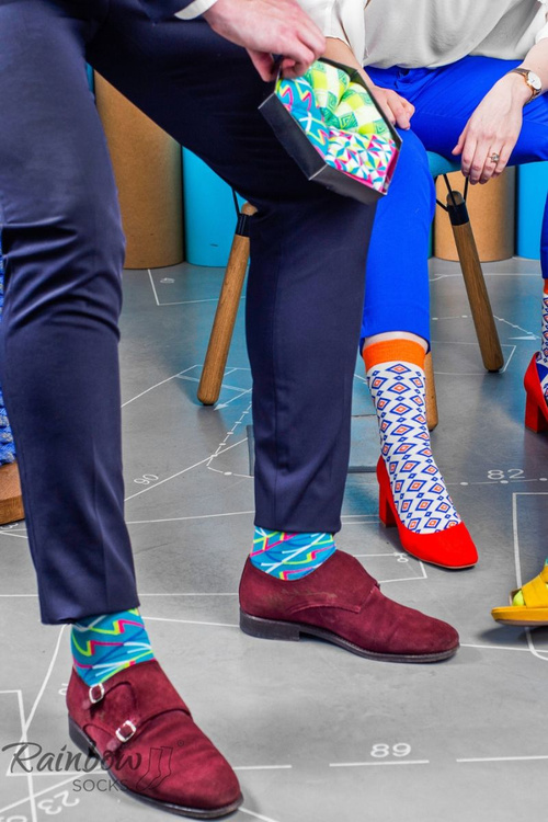 Duhové Rainbow Socks Ponožky V Geometrických Vzorech 3 Párů