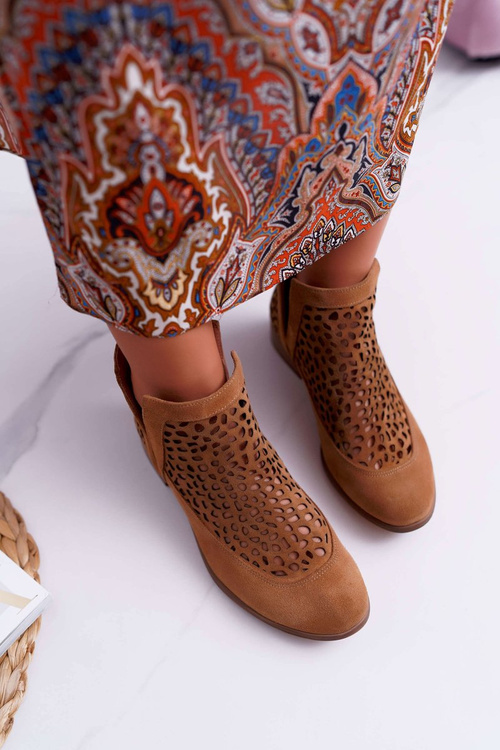 Dámské Kotníkové Boty Jarní Cowgirl Camel 2366 Draw