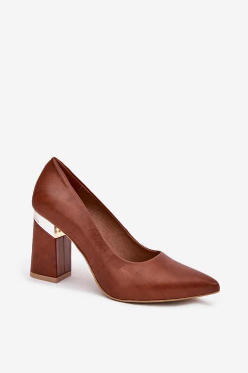 Kožené Lodičky Lewski 3117 Tmavo hnedé