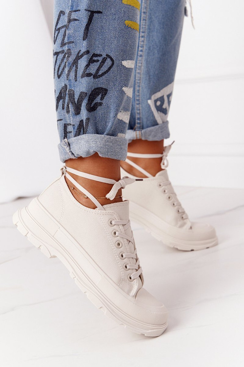 Dámské Tenisky Na Platformě Béžové Travel Time