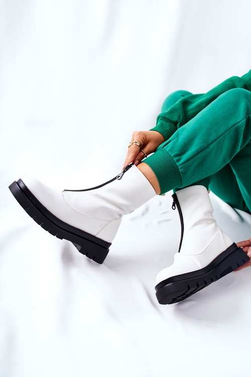 Dámské kozačky se zipem Bílé Tierra