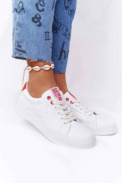 Dámske kožené tenisky Big Star BB274210 biela a červená