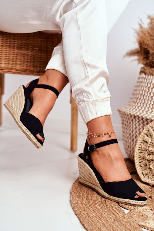 Dámské Sandály Na Klínu Big Star Tmavě Černé DD274A209