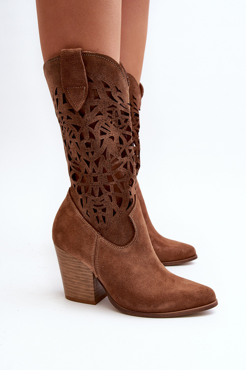 Dámske topánky Openwork na Zazoo 3414 Suede Post Brown