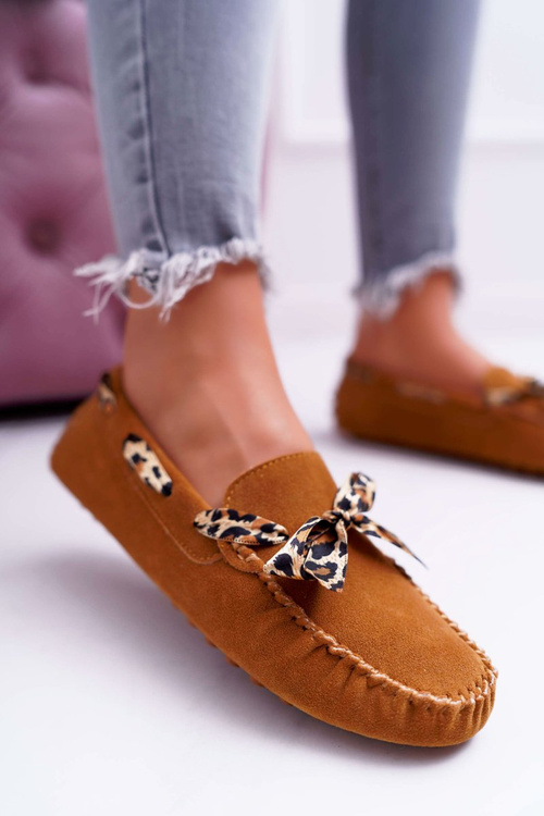 Dámske mokasíry lu boo pohodlné ťavové plmy