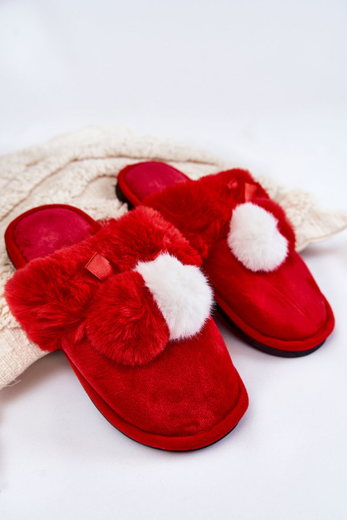 Dámske papiere s pompoms a kožušinami červenej sahira