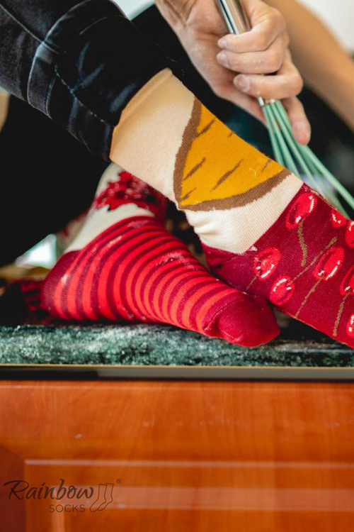 Dúhové ponožky ponožky New York Struecake s párom čerešní 1 pár