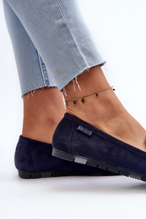 Dámske mokasíny z ekologickej semišu Big Star NN274931 Memory Foam System námornícka modrá