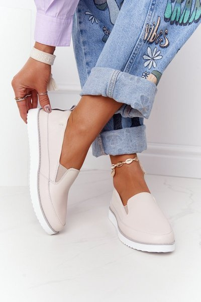 Dámské Kožené Tenisky Slip-On S.Barski Béžové