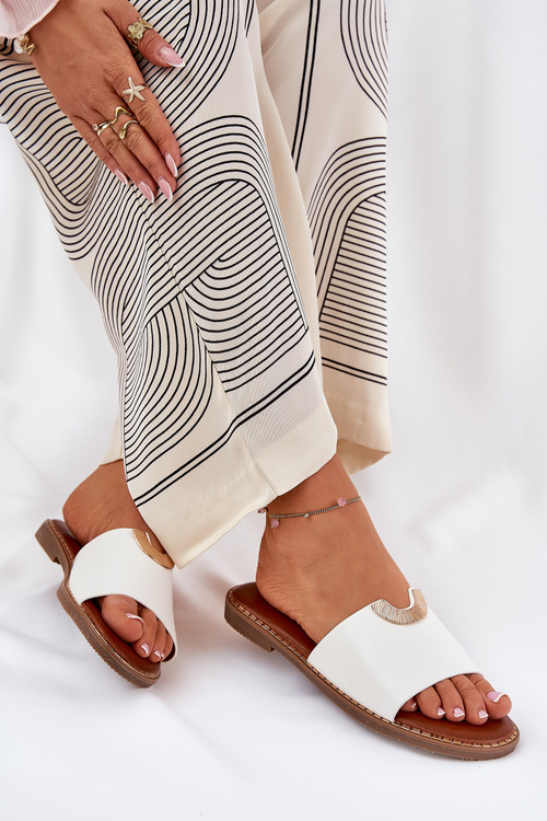 Dámske Eko Kožené Šľapky S Ozdobnými Detailmi Biely Mevith