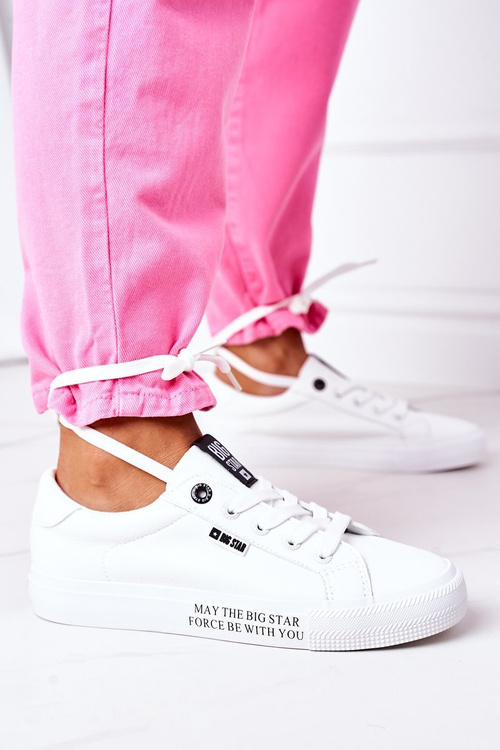 Dámske kožené tenisky s nápisom Big Star EE274316 biela