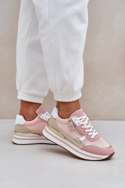 Dámské Lesklé Sportovní Boty Na Platformě Růžové Florefedi