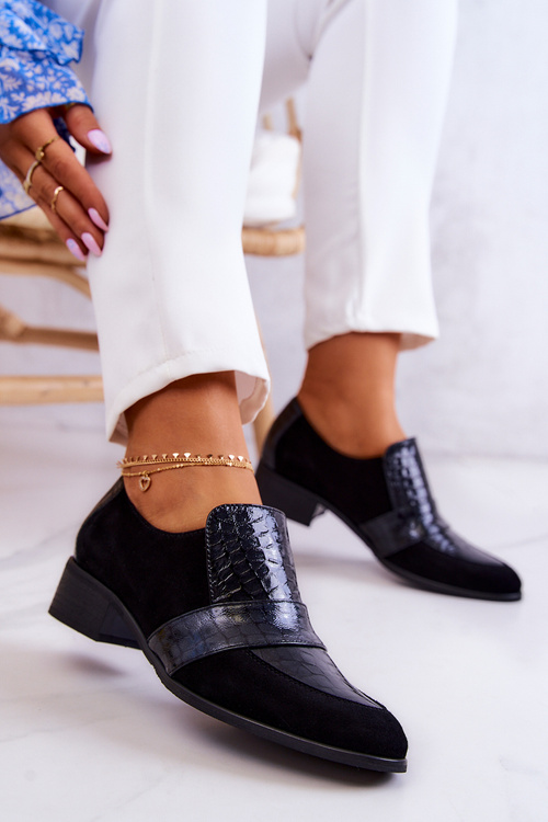 Semišové hadí boty Černé Mariene