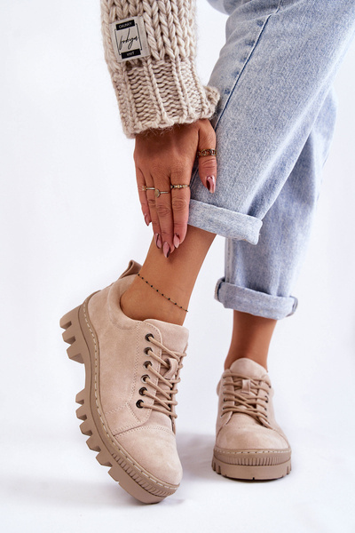 Ženský semiš zviazaný béžový mayson