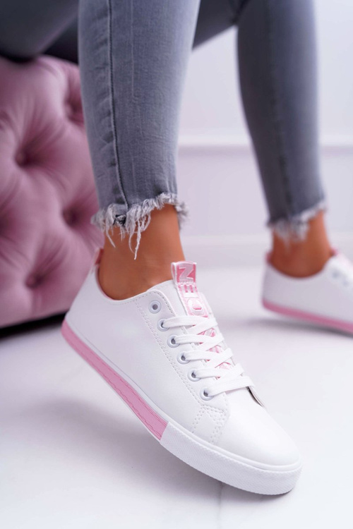 Ženské tenisky biely ružový nigridský pás