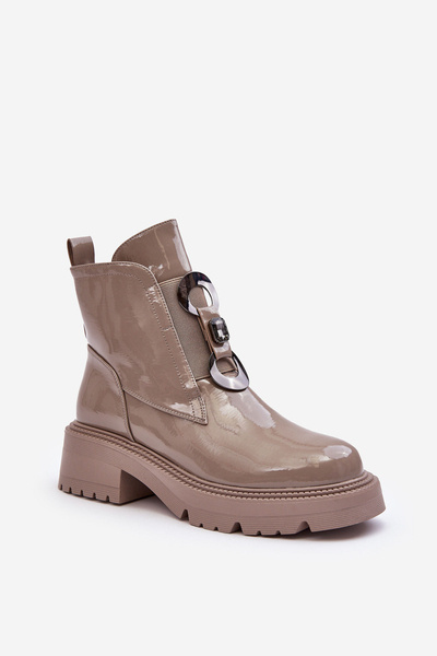 Maľované ženské topánky s dekoráciou Beige S. Barski MR870-53