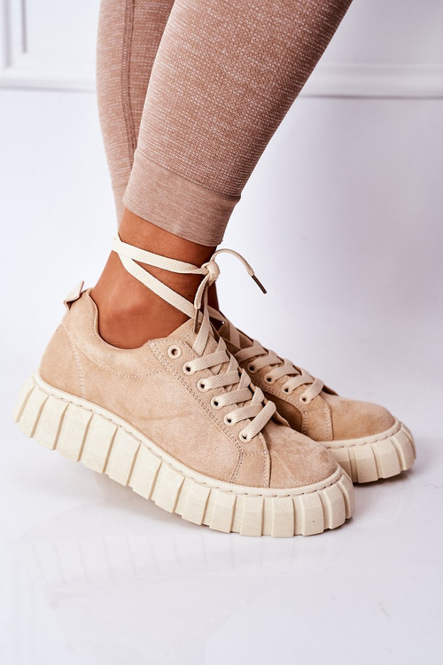 Čokoľvek semišové tenisky na béžovej platforme