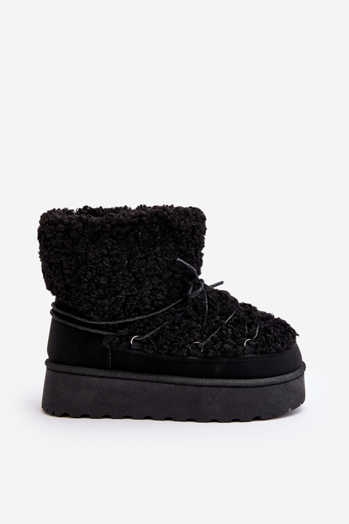 Dámské zavazovací sněžky s hrubou podrážkou černé Loso