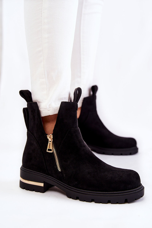 Semišové topánky s výrezmi čierna Clarissa