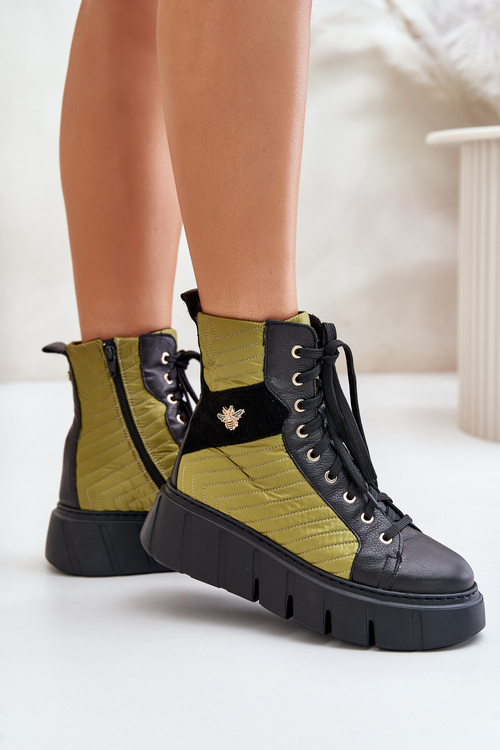 Kožené Ploché Šněrovací Botky Maciejka 06158-01 Černé