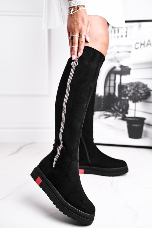 Dámské Kozačky Semišové Černé Melbro