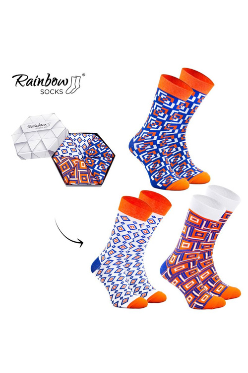 Duhové Rainbow Socks Ponožky V Geometrických Vzorech 3 Párů