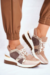 Kožené Klínové Tenisky Sneakers Béžove Nicole 2562