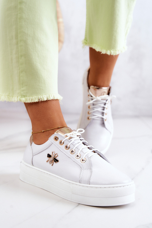 Kožené športové topánky na bielej platforme Bellisia