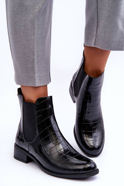 Kožené topánky zvieracie topánky Jodhpur. Čierny vzor Daina