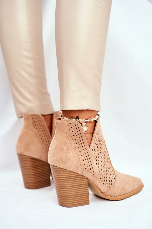 Dámske topánky na semišovom stĺpe Openwork Beige Shades