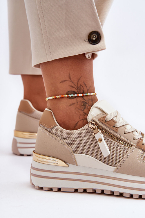 Dámske športové topánky s dekoratívnym hradným béžovým Káhire