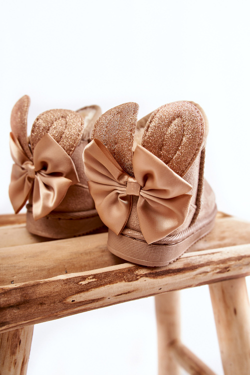 Dívčí teplé sněhule s mašlemi Béžove Meriva