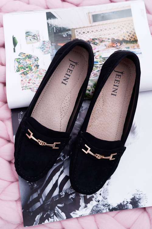 Dámské Mokasíny Eko-semišové Černé Anzio