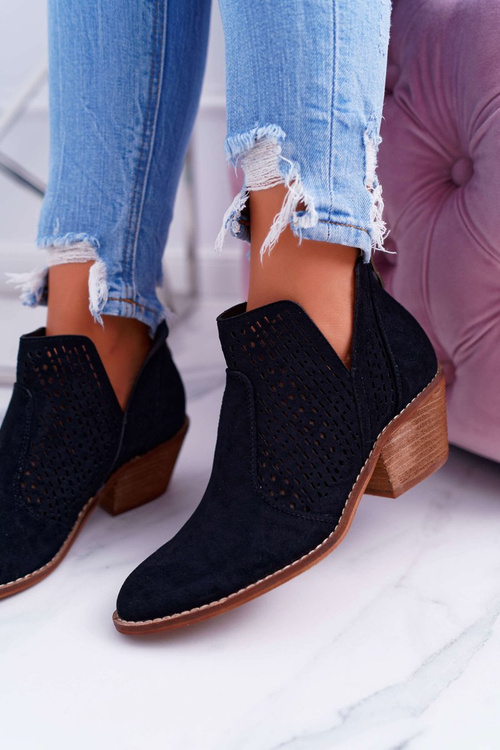 Dámske jarné topánky, čierne kovbojské topánky, Maty