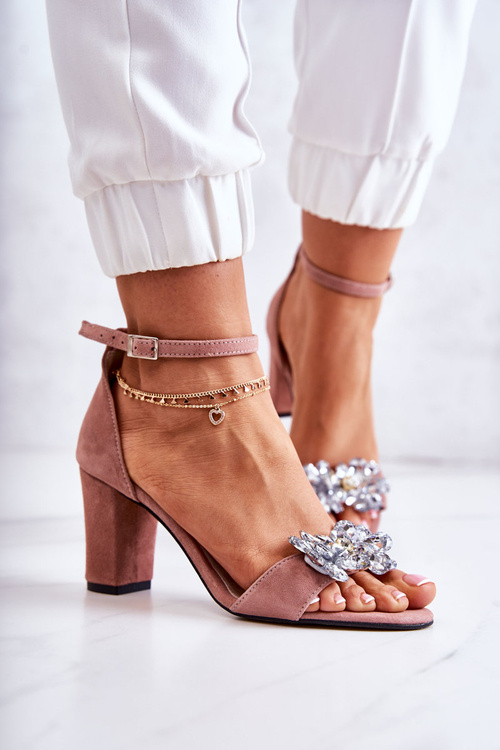 Kožené Sandály Na Baru S Dekorací růžove Milesa