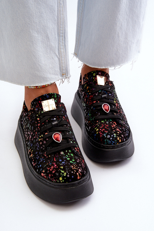 Kožené tenisky na platformě Maciejka 6191S-01 černé