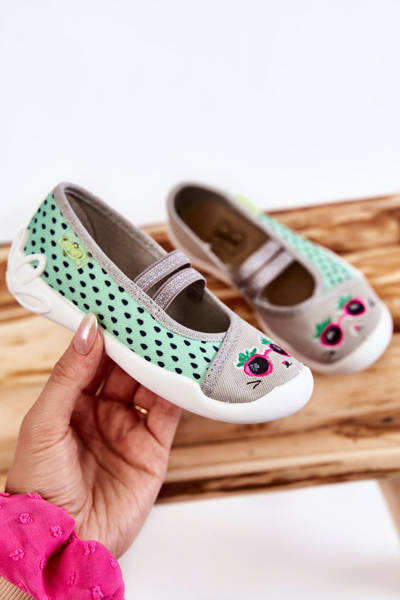 Žabky Baleríny Befado Kočky 116X304 Šedo-zelená