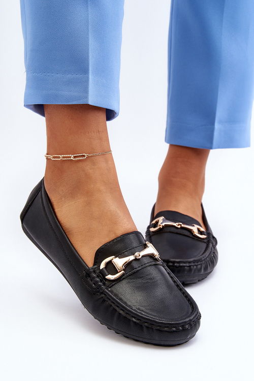 Dámské klasické mokasíny z ekokože černé Demese