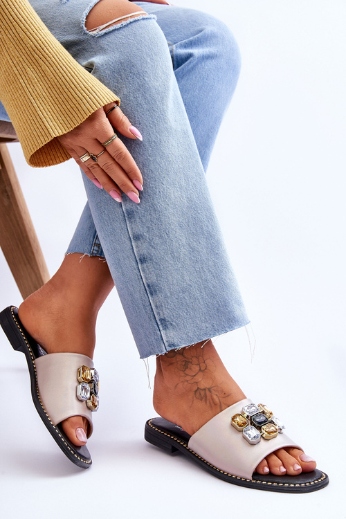 Ženské žabky s kameňmi S. Barski KV-2775-31 Nude