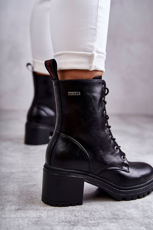 Dámské teplé kozačky na vysokém podpatku Černe Grethe