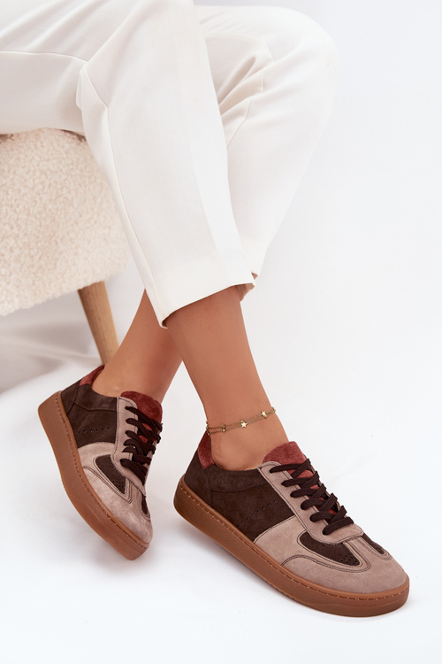 Kožené semišové barefoot tenisky dámské Zazoo N1277 hnědé